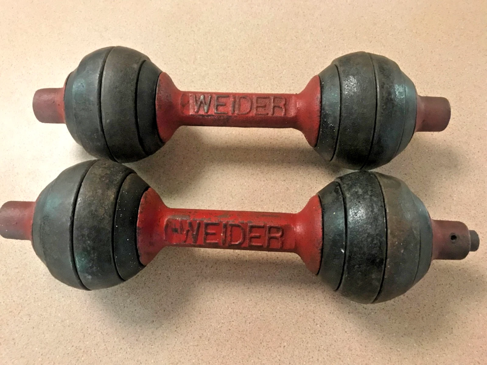 2 Vintage Weider Cast Iron GOGO Bells Dumbbells Weights Globe 15lbs Each
Opens in a new window or ta