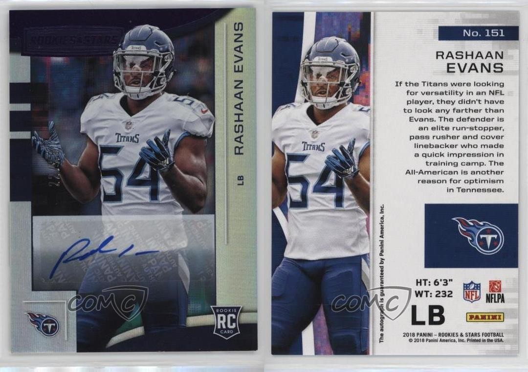 2018 Panini Rookies & Stars 22/25 Rashaan Evans #151 Auto RC 0jd0