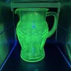Vintage Anchor Hocking Uranium Glass Pitcher 8” Cris Cross Pattern