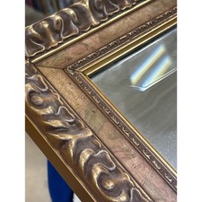 Vintage Heavy Gold Wood Beveled Wall Mirror O...