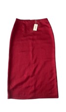 FARHI By Nicole Farhi Linen Blend Maxi Skirt Size 12 Uk Burgundy Back Slit New