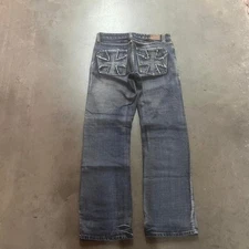 Y2K flypaper men's grey wash loose fit embroidered jeans cross skater grunge 34