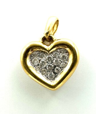 Pendentif Cœur En Or 18K Avec Diamant 0,32 Carat - Bijou Occasion Magnifique - Poids 2,04g