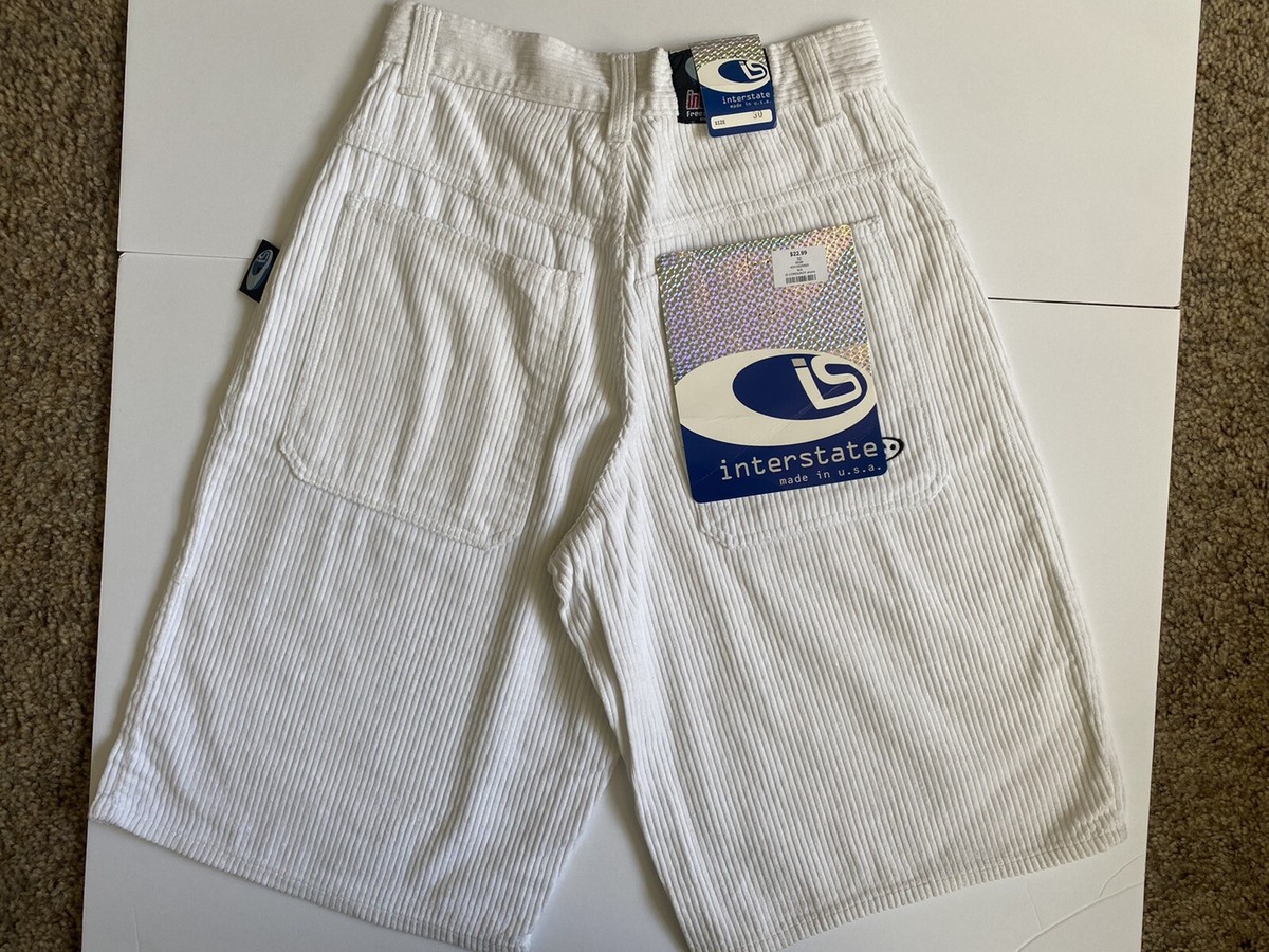 Vintage Interstate Shorts Size 30 Mens White Corduroy 90s Y2K NWT