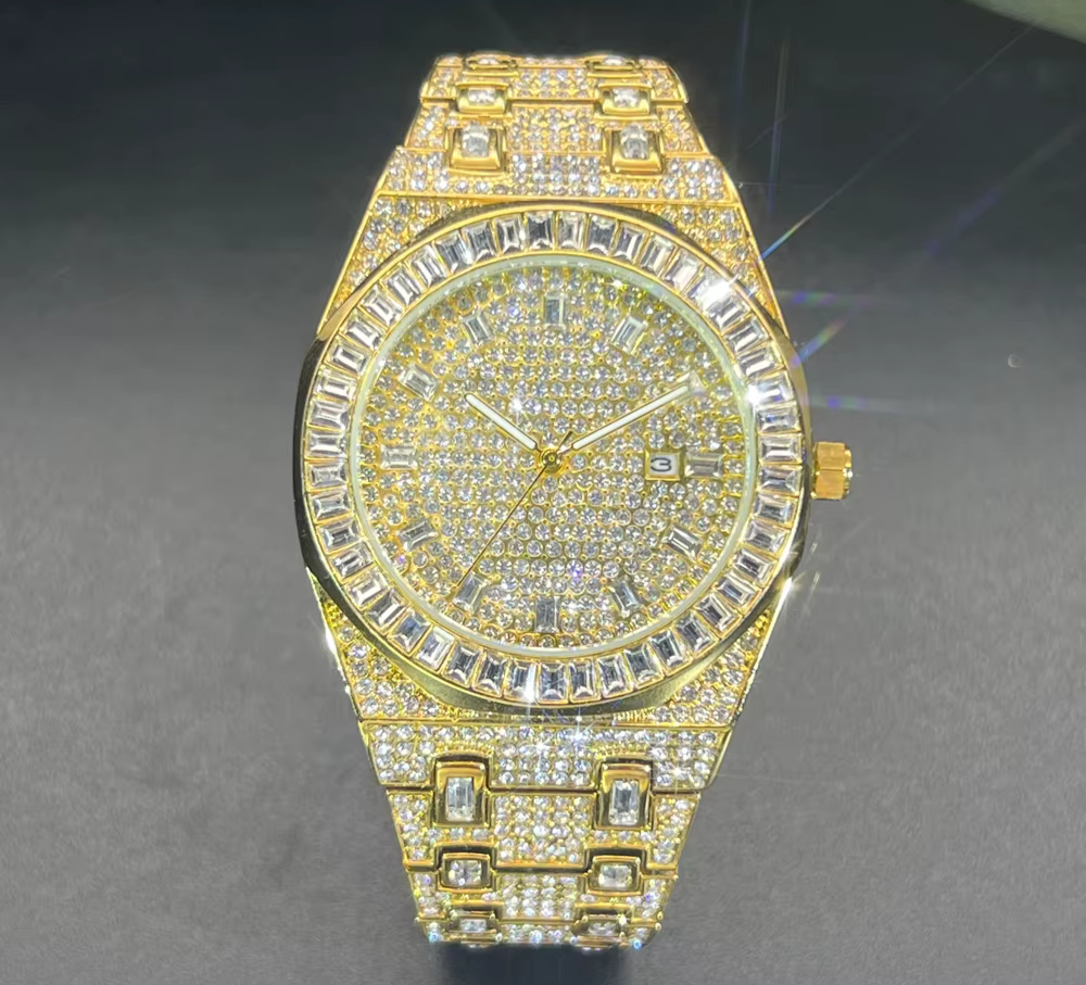 Reloj Dorado Elegante de Hombres Pulsera Oro 10K Relojes