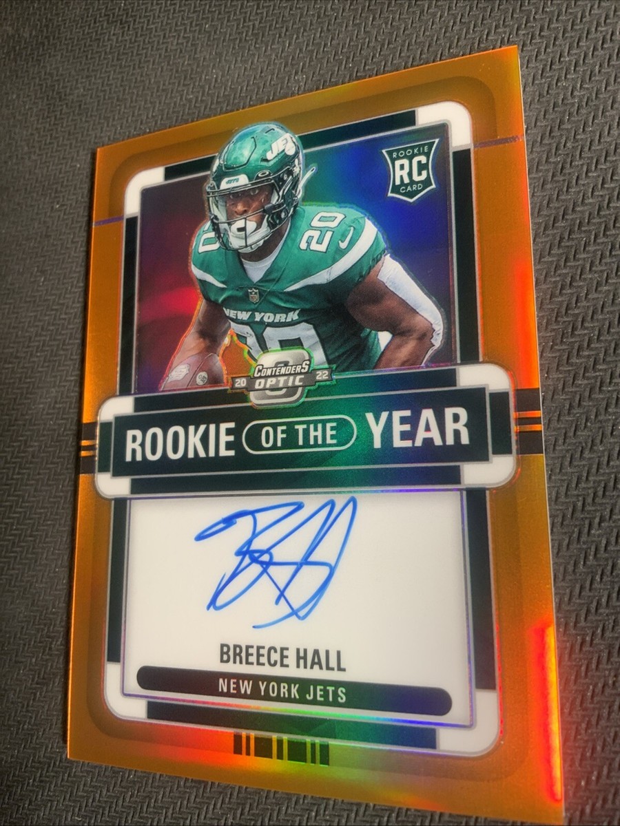 2022 Contenders Optic Breece Hall Orange Prizm Rookie of Year Auto