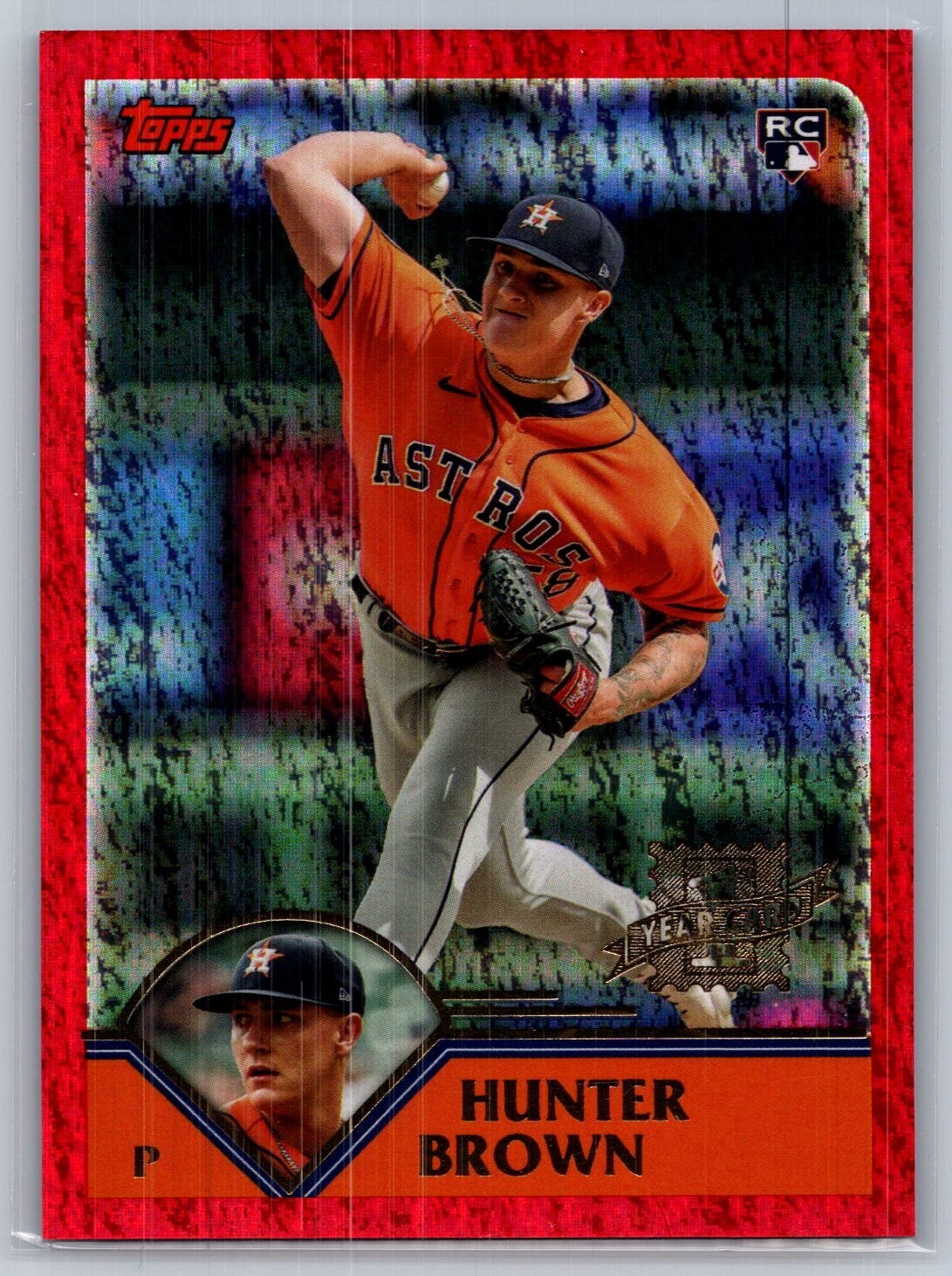2023 topps archives baseball hunter brown red hot foil rookie card 32/50 #273
