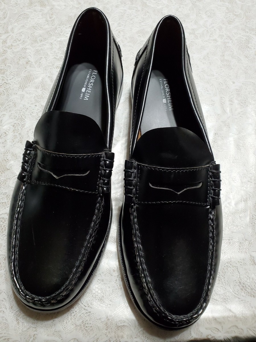 Florsheim Mens Black Soft Leather Lined Penny Loafer Shoes Size 10.5 Florsheim 38047 Boys main image 4