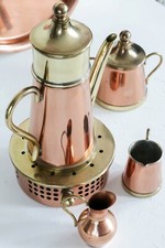 Kaffeekanne Set Milch und Zucker Kupfer Messing Antik Stil Vabelux