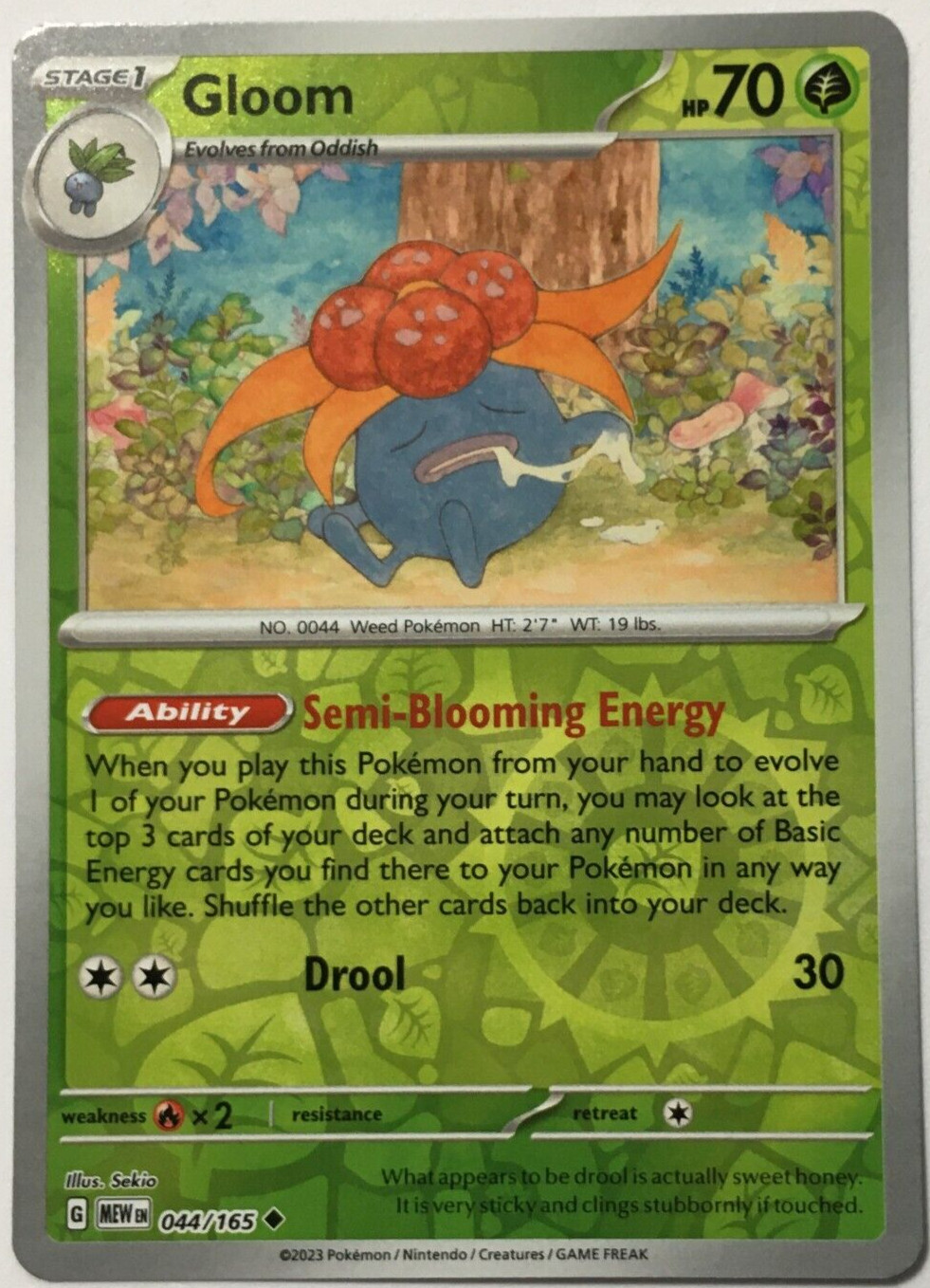 POKEMON GLOOM 044/165 SCARLET & VIOLET 151 UNCOMMON REVERSE HOLO NEAR MINT