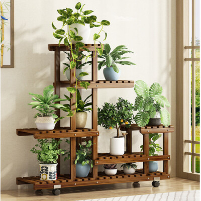 Tall Rolling Plant Stand Multi-Layer Flower Pot Holder Display Shelf Home  Garden | eBay