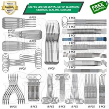 130 Pcs Set Of Elevators, Syringes, Scalers, Scissor, Scalpel Handle German Gr