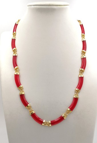 Green Red Purple White Yellow Jade Black Agate Gold Plated Link Necklace Women - Picture 3 of 40