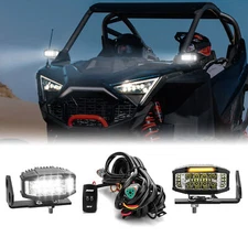 White Amber 3.5'' LED Pods A-Pillar Mounts w/DT Wire For Polaris RZR Turbo R 22+