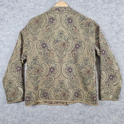 Flashback Women's Tapestry Jacket Size M Button Front Beads Pockets Floral - Picture 10 of 11