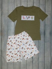 NEW Boutique Chicken Rooster Farm Easter Boys Shorts Outfit Set
