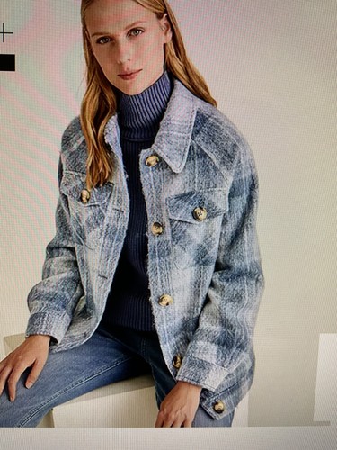 Totalmente Nuevo Chacket a Cheque Mezcla de Lana Cepillada Forrado Talla 16 Color Neutro - Imagen 21 de 23