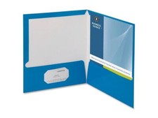 Business Source Two-Pocket Folders with Business Card Holder