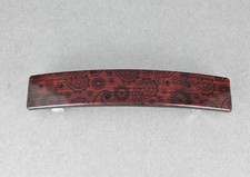 Dk Brown barrette paisley wood grain plastic rectangle hair clip accessory 4.25"