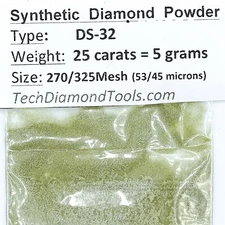 TechDiamondTools Diamond Powder 270 Grit 53-45 Microns, 25 cts = 5 Grams