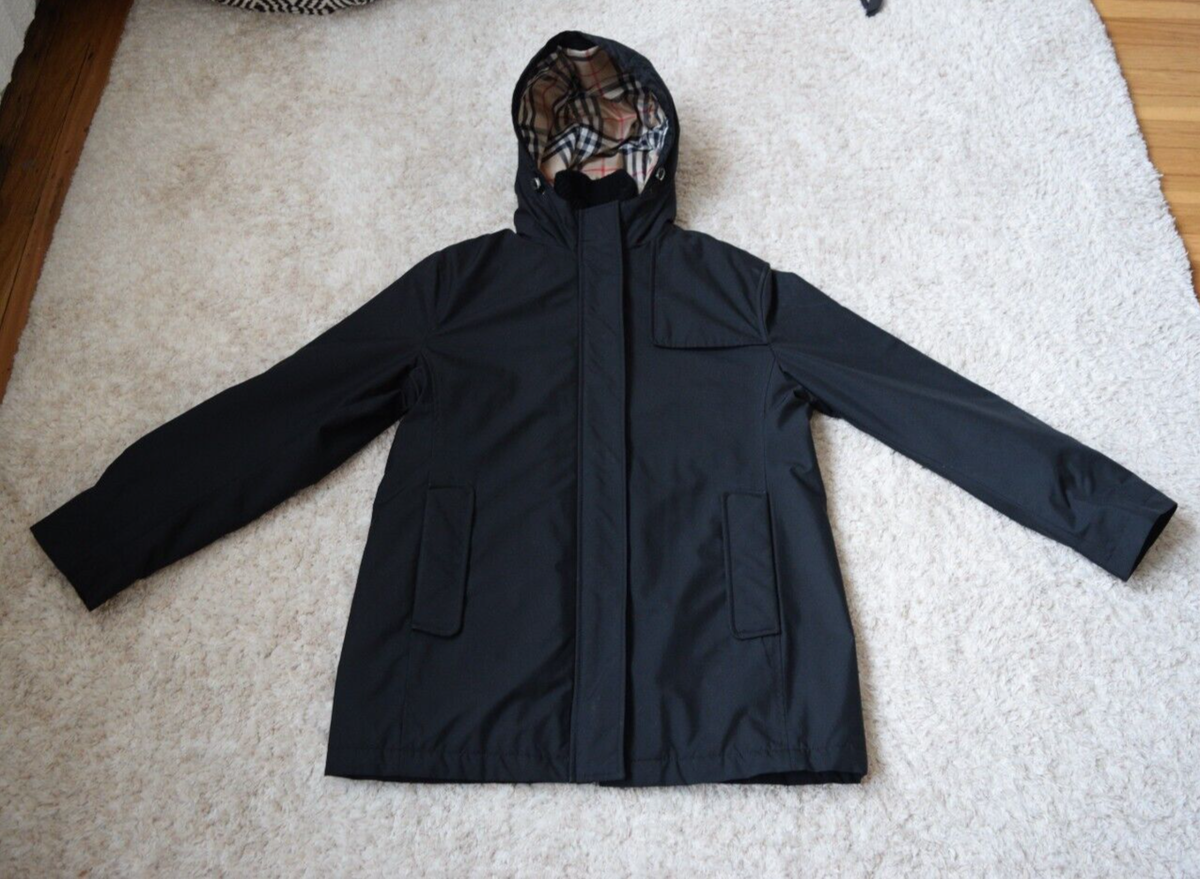 BURBERRY Calandra Black Hooded Utility Jacket Nova Check BURBERRY Calandra Black Hooded Utility Jacket Nova Check