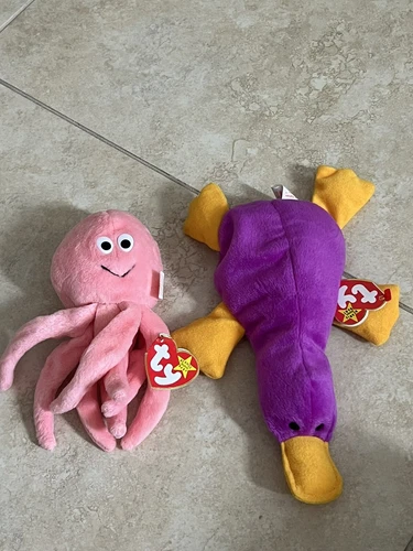 Ty Beanie Babies - Patti Platypus And Inky The Octopus Vintage 1993