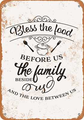 METAL SIGN - Bless the Food, the Family and the Love - Vintage Look