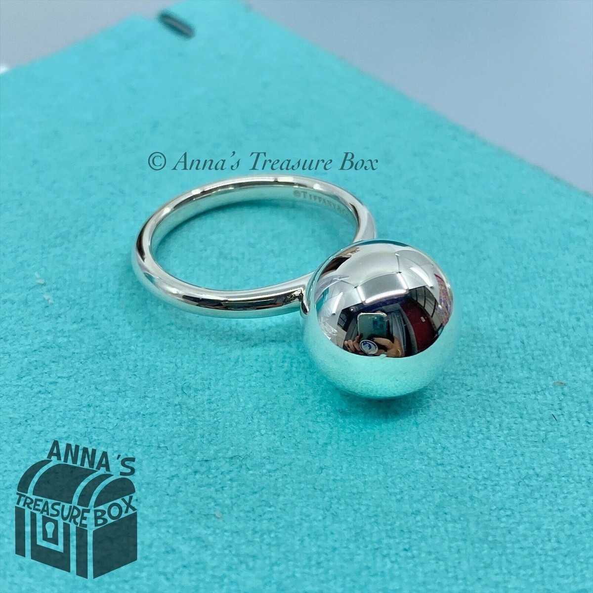 Tiffany & Co. 925 Silver 12mm HardWear Ball Ring Sz. 8