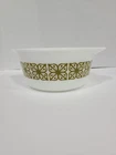 VINTAGE Pyrex 474-B Verde Green Square Flowers 1.5 Qt Casserole Dish