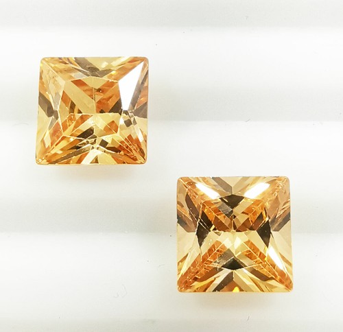 12.00 Ct Pair Peach Pink Zircon Princess Cut Loose Gemstones 8.90x8.90x5.15 MM - Picture 4 of 5