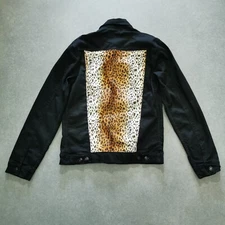 Reclaimed Vintage Denim Jacket Mens S Small Oversized Animal Print Jeans