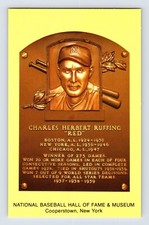 Postcard Baseball Charles Red Ruffing Hall Fame Plaque 1990s Unposted Chrome