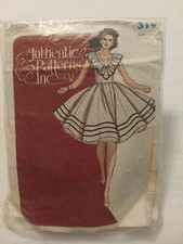 Authentic Patterns Inc. 319 Sz.12-14 Sqaure dance dress full skirt ruffled neck