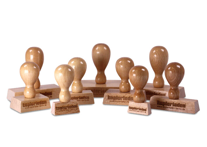 Personalisierter Holzstempel mit eigenem Text oder Logo, 120x120mm breit
