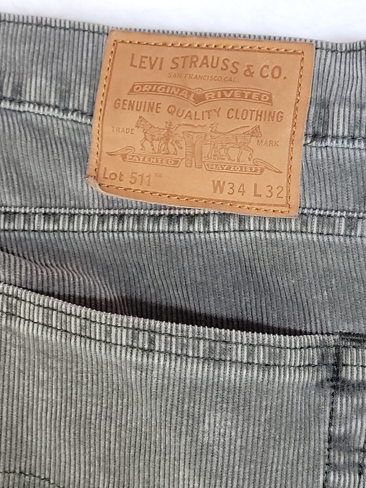 Levi's 511 Premium Big E Gray Corduroy Pants Size 34x32 #P1 thumbnail 6