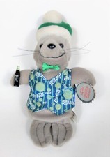 Vintage 1999 Coca Cola Seal Plush Stuffed Toy 9" with Tags and Coke Bottle