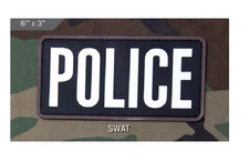 Milspec Monkey MSM Morale Patch - POLICE - SWAT color - 6 " x 3 " PVC Rubber NEW
