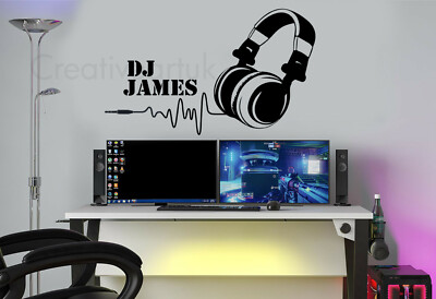 Personalisiertes DJ Musik Headset Wandaufkleber Aufkleber Wandbilder Gaming Gamer Headset 