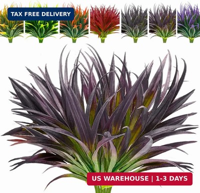 8 Pcs Outdoor Fake Plants UV Resistant Artificial Tall Grass Plants Faux Tropica