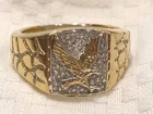 Vintage Mens Flying Eagle Ring Sterling & Gold Plate Sz 10.75 Michael Anthony?