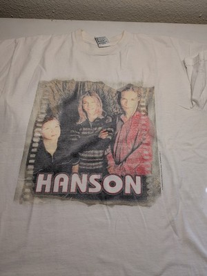 1998 Hanson Boyband Tshirt Size L White Polygram Single Stitch