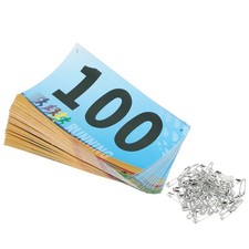 Running Bib Numbers 7x4 Inch, 1-100 Race Competitor Number, Multicolor