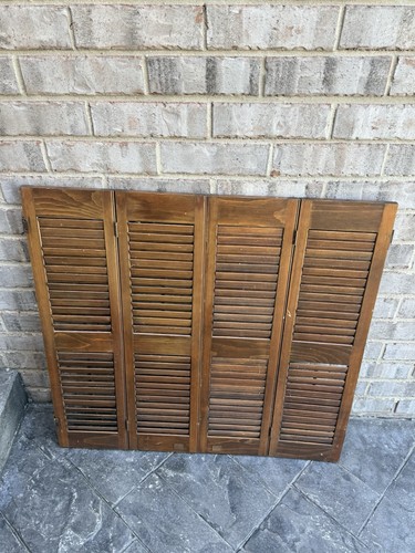 Wood Plantation Blind 4-Panel Folding Shutter Brown Visible Tilt Rod Indoor