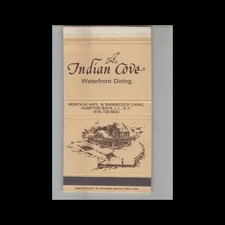 Matchbox Cover Indian Cove Waterfront Dining Hampton Bays Long Island NY