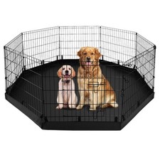 PJYuCien Dog Playpen - Metal Foldable Exercise Pen, Pet Fence Puppy Black