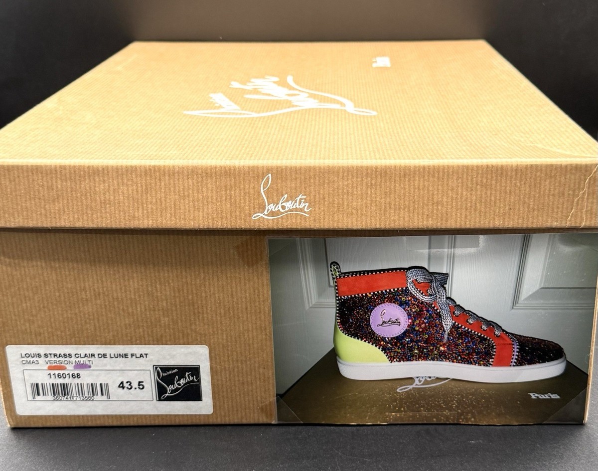 Louboutin Louis Strass Clair De Lune Flat Multicolor Crystal High 