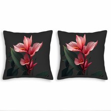 Set of 2 18x18in Throw Pillow Covers - Elegant Tropical Floral Design