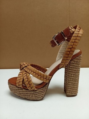 Exe OPHELIA-670 Knit Tan Leather Women's Heels Size 37