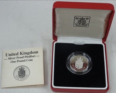 1988 United Kingdom Silver Proof PIEDFORT One Pound .925 Sterling UK OGP COA