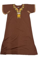 VTG Brown House Coat Shift Dress Loungewear Muumuu Caftan Boho Hippie